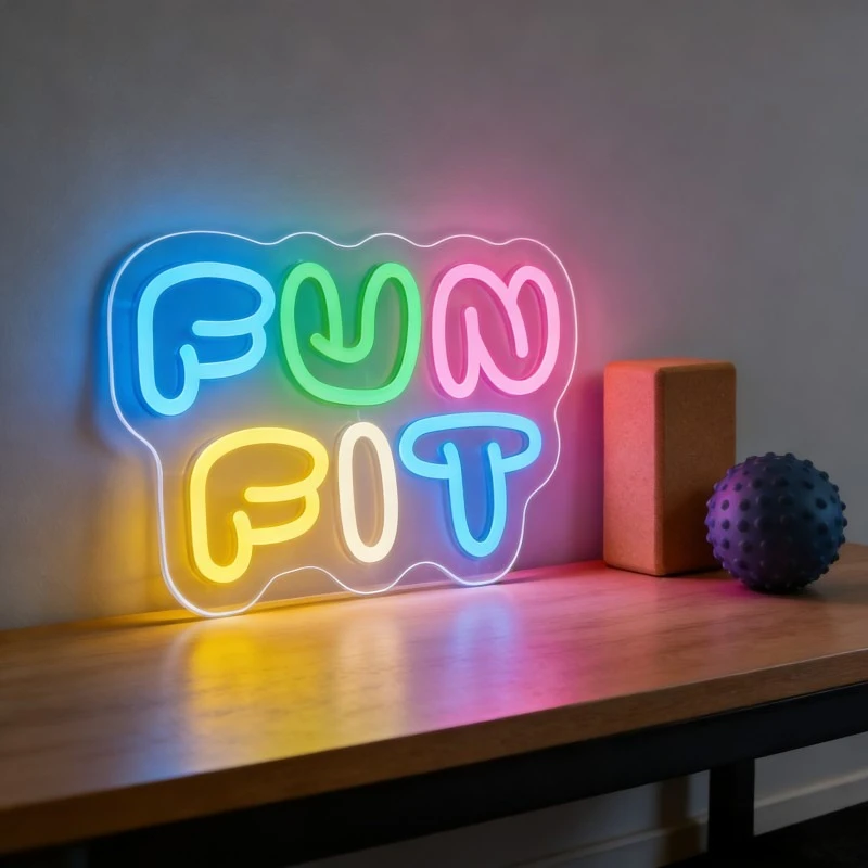 Yoga Fitness Rooms - Fun Fit Neon Sign LED Cartoon