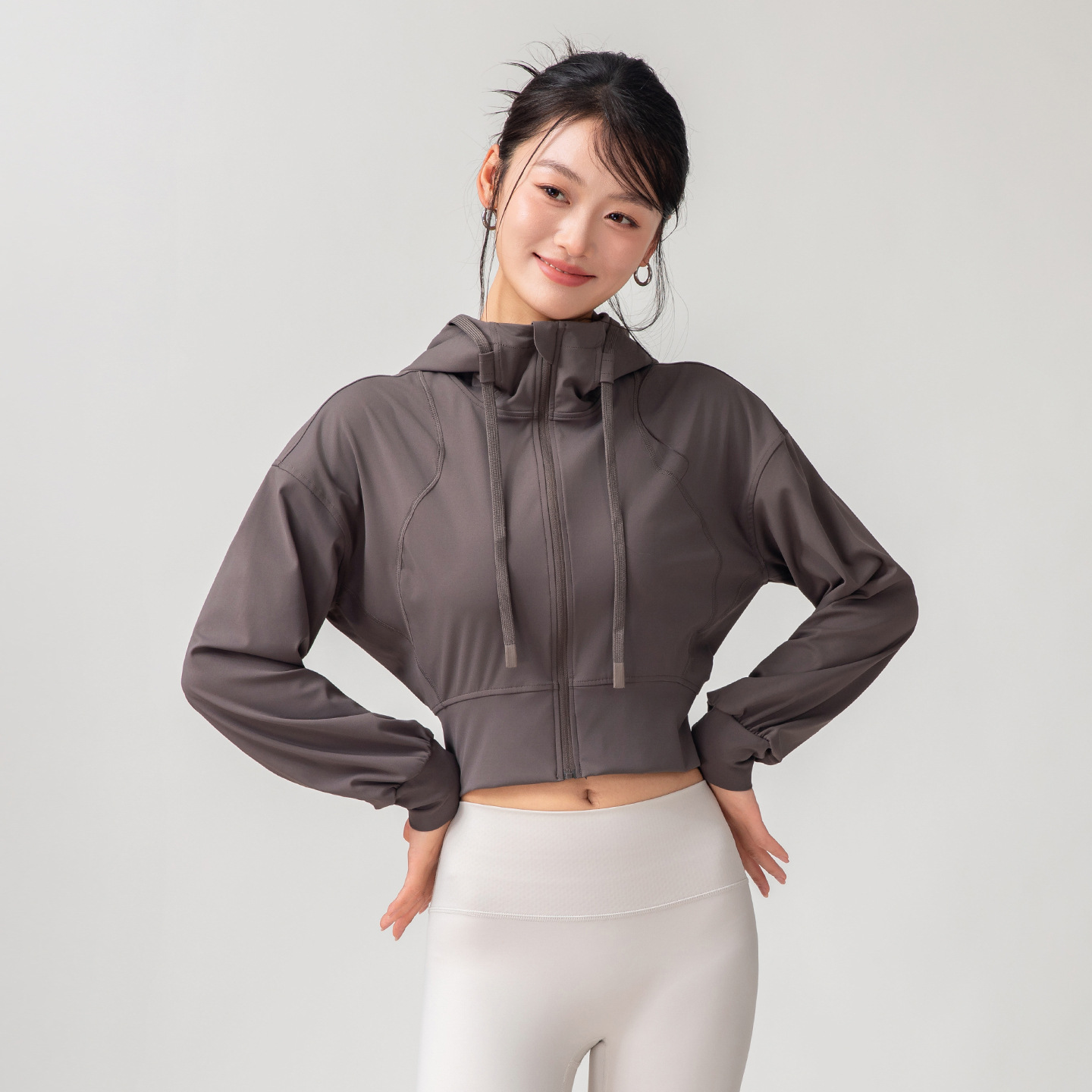Yoga & Fitness With Denise - Women's Solid Color Casual Stand Collar