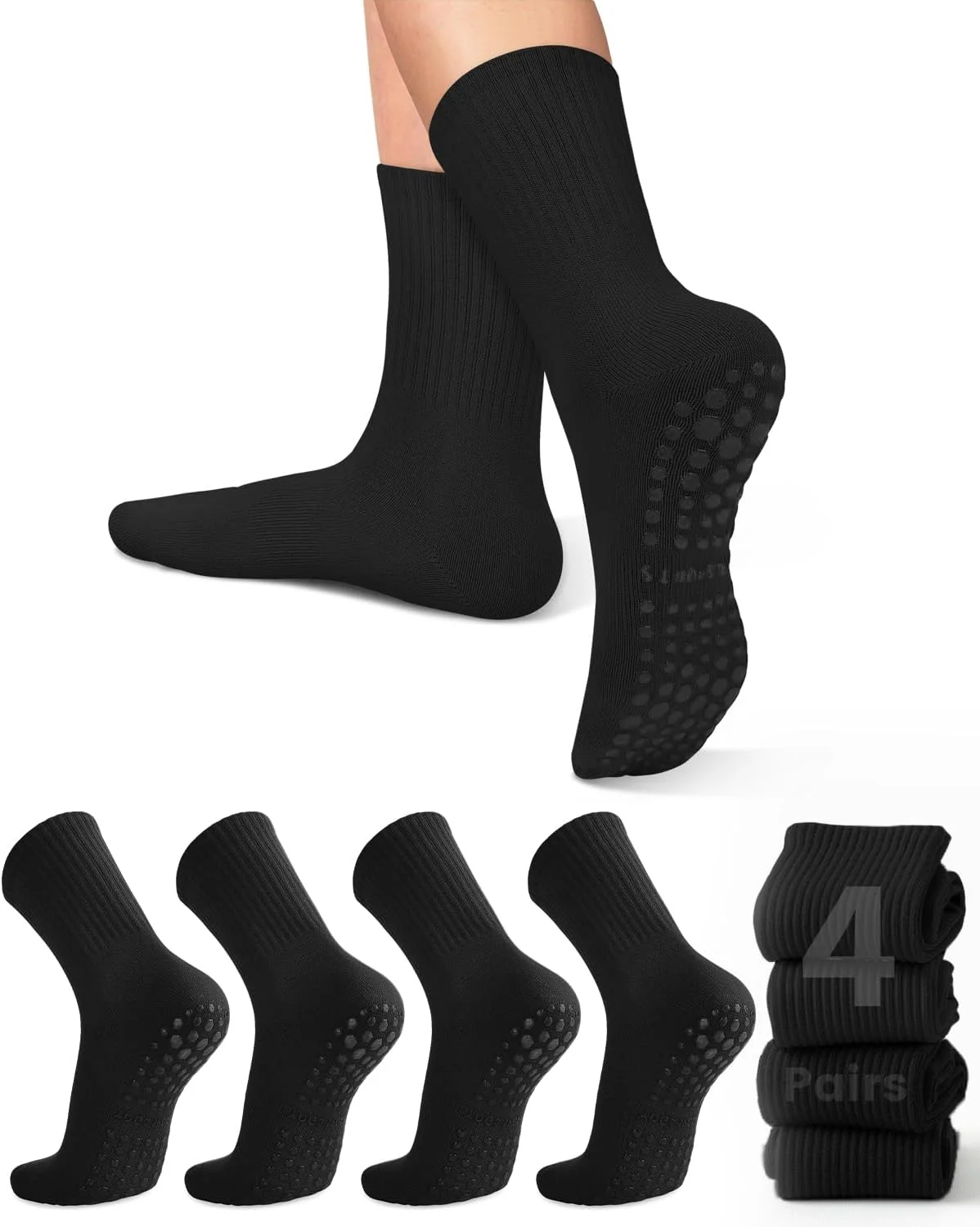 Yoga & Fitness With Denise - 4 pairs of women's yoga socks,