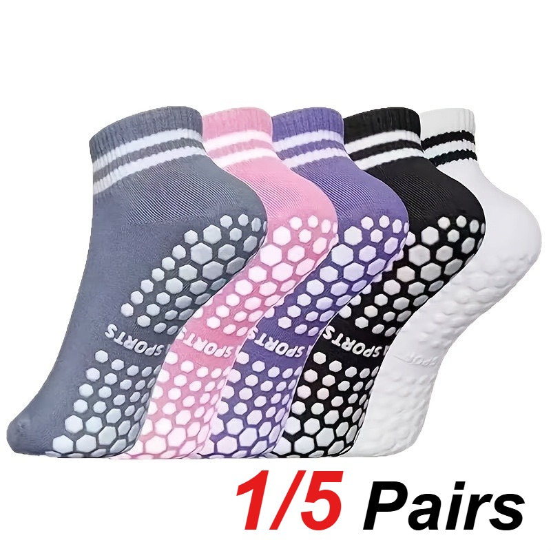 Yoga & Fitness With Denise - 1/5 Pair Women's Silicone Anti Slip
