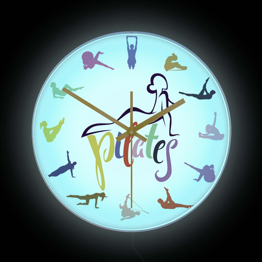 Yoga Fitness Rooms - Pilates Pose Colorful Print Wall Clock
