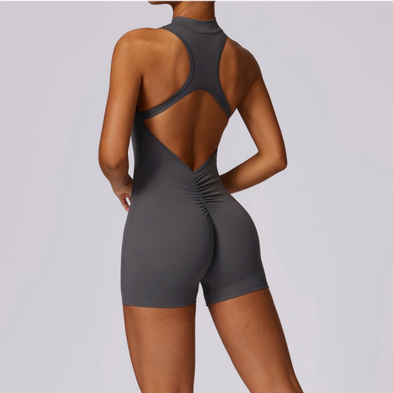 Yoga Overall Fitness - Summer Zipper Workout Jumpsuit Sports Overalls