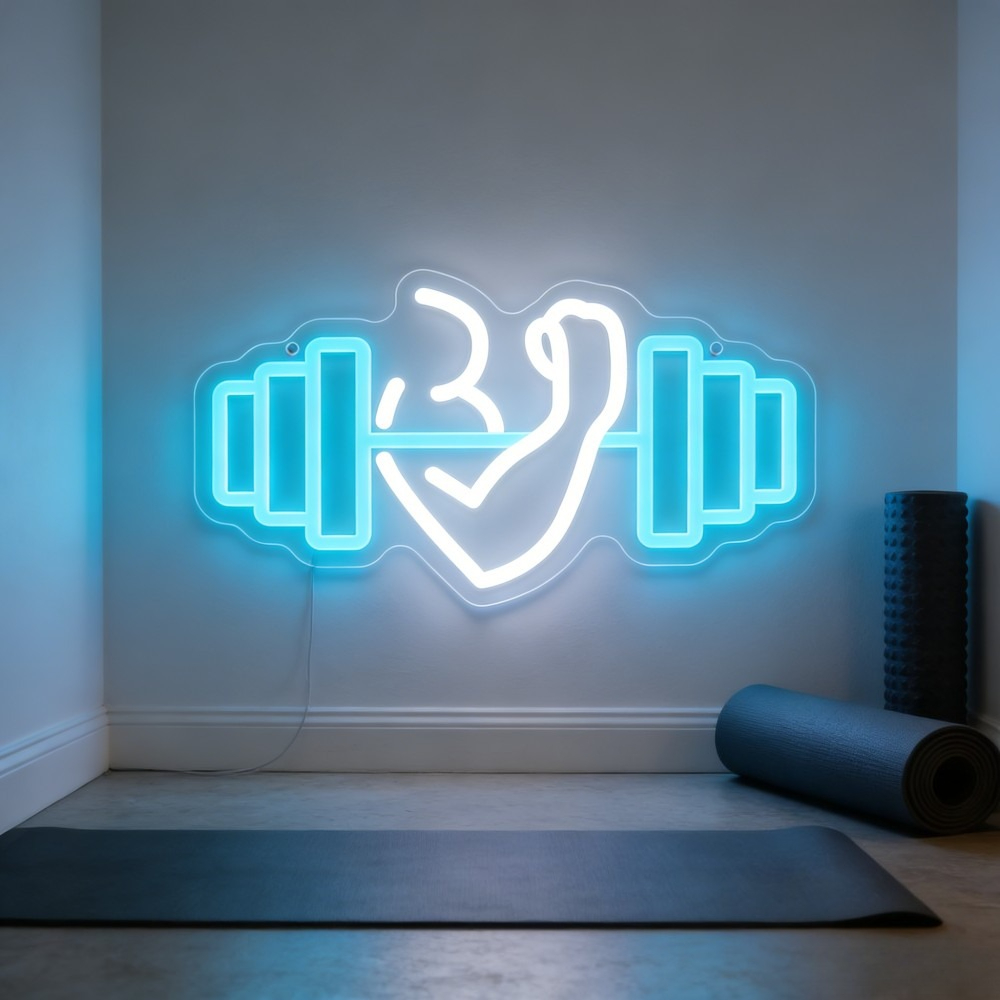 Yoga Fitness Rooms - Bicep Dumbbell Neon Sign LED Wall