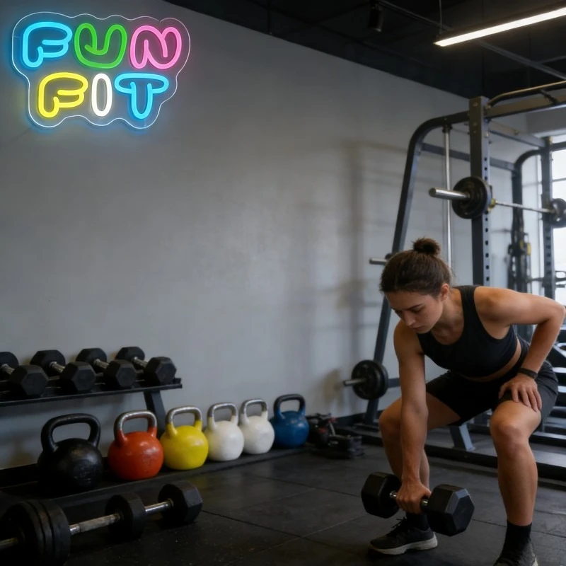 Fun Fit Neon Sign LED Cartoon  - Yoga Fitness Rooms recension och pris