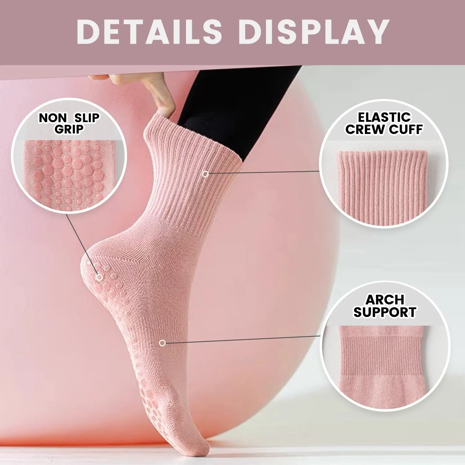4 pairs of women's yoga socks, - Yoga & Fitness With Denise recension och pris