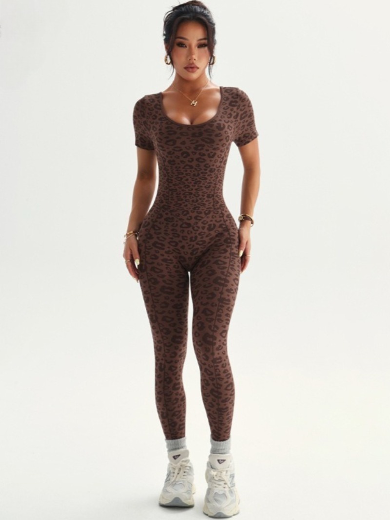Women's Backless Leopard Jumps - Yoga Overall Fitness recension och pris