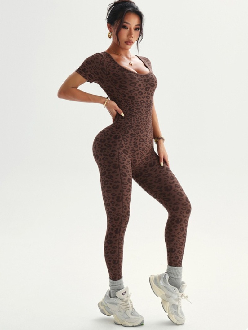 Women's Backless Leopard Jumps - Yoga Overall Fitness recension och pris