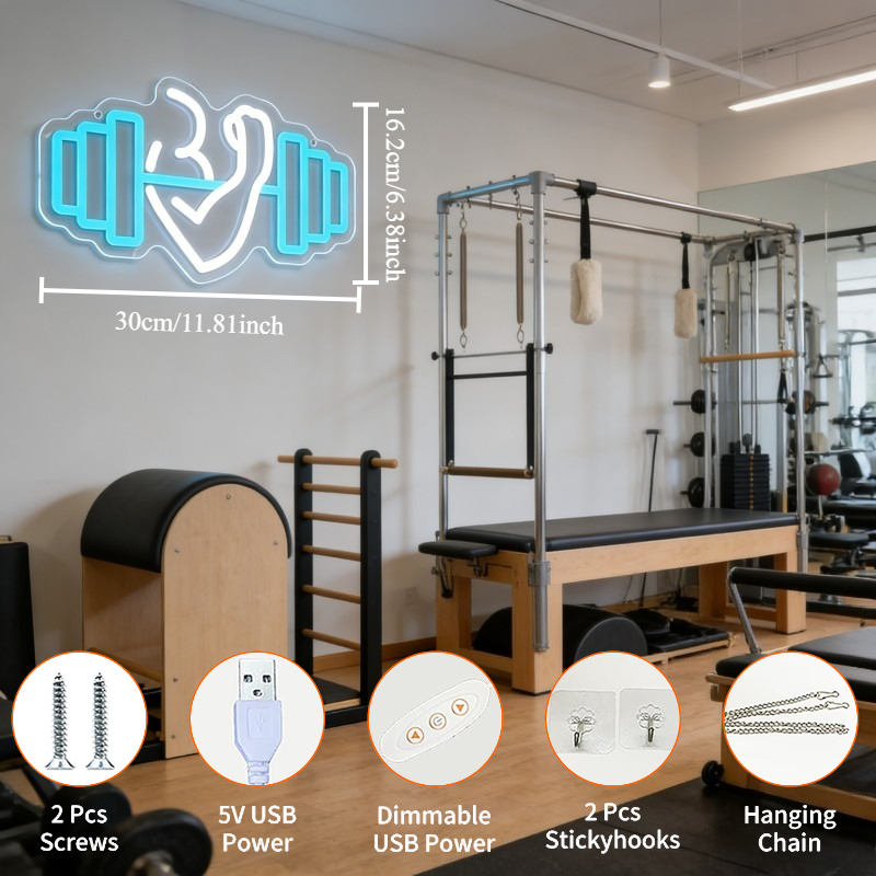 Bicep Dumbbell Neon Sign LED W - Yoga Fitness Rooms recension och pris